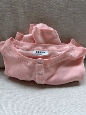 NEW Parke Pointelle Henley Long Sleeve Tee Size L/XL